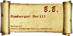 Bamberger Berill névjegykártya